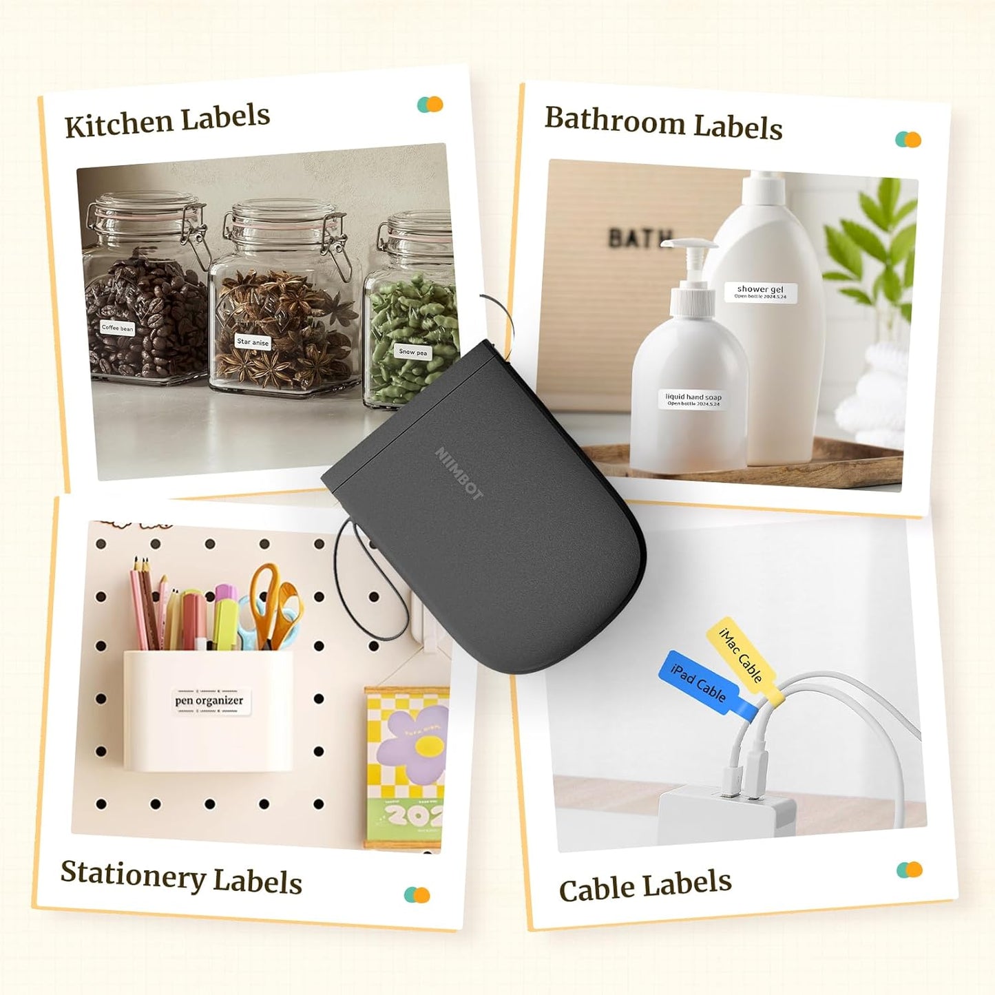 NIIMBOT D11 - Bluetooth Label Maker with HD Printing, Automatic Feeding, Portable Sticker Printer