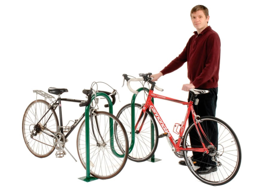 Global Industrial™ Wave Bike Rack, 5-Bike Capacity, Flange Mount, Green