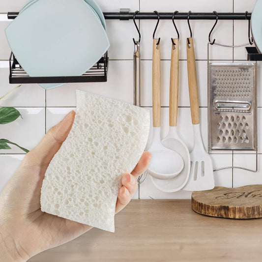 10PCS Natural Sponges for Dishes - Biodegradable Sponges Kitchen Eco Friendly Dish Sponge Non-Scratch Sponges for Cleaning Kitchen - PuriLite