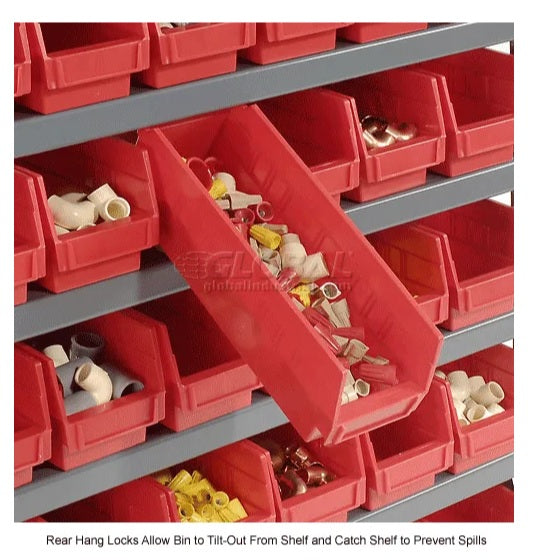 Global Industrial™ Steel Shelving with Total 36 4"H Plastic Shelf Bins Red, 36x12x39-7 Shelves