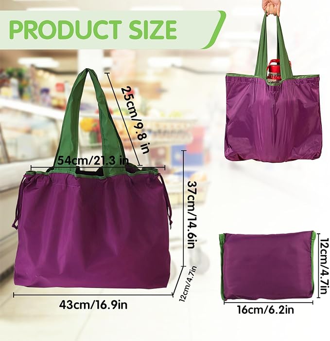 Reusable Grocery Bags Shopping Bags Colorful Foldable Tote Bulk with Pouch & Drawstring Machine Nylon Bags Lightweight