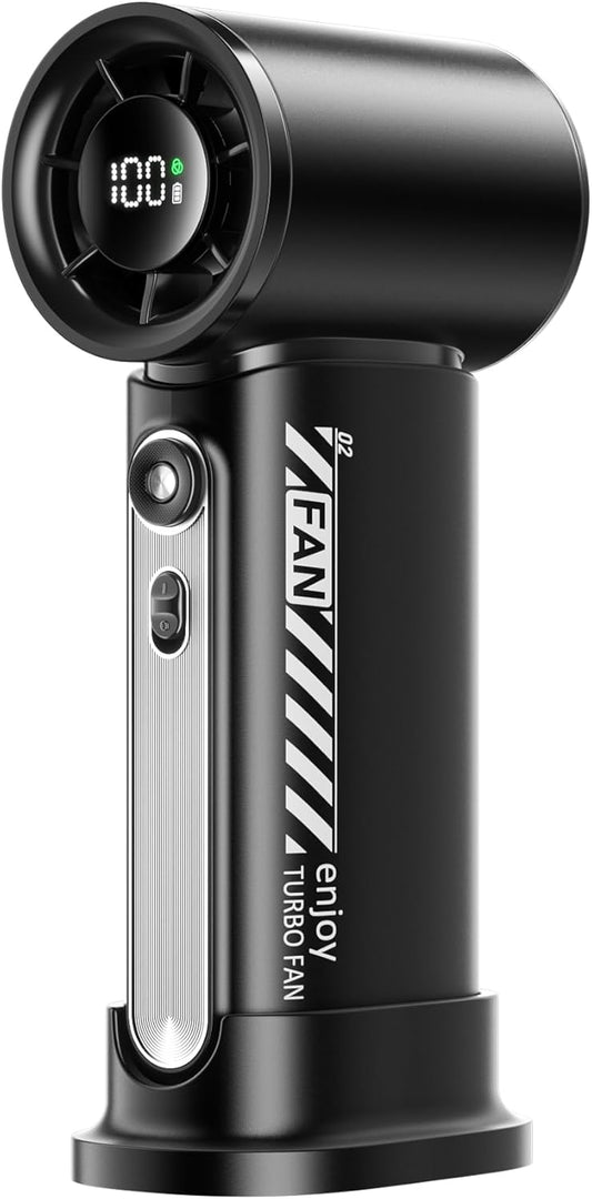 Portable Handheld Fan, 100 Speed Mini Quiet Turbo Fan, 3600mAh Small Pocket Fan, 12H Battery Operated Table Fan for Travel/Outdoor/Home/Office (Black)