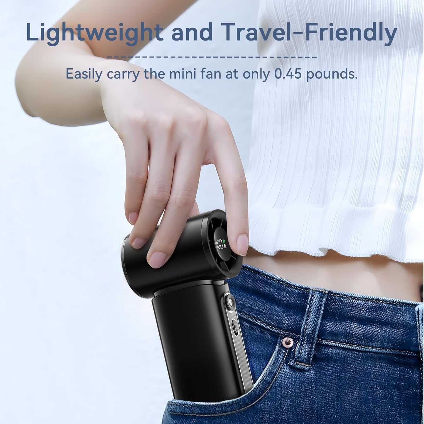 Portable Handheld Fan, 100 Speed Mini Quiet Turbo Fan, 3600mAh Small Pocket Fan, 12H Battery Operated Table Fan for Travel/Outdoor/Home/Office (Black)