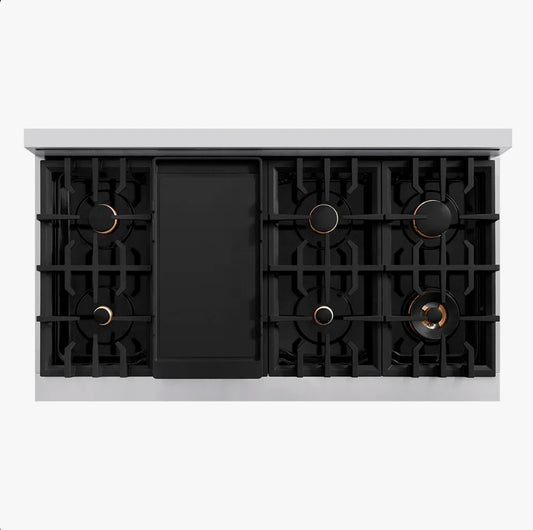 ZLINE 48 in. Classic Gas Rangetop with 8 Brass Burners and Porcelain Cooktop in Stainless Steel RT-BR-48