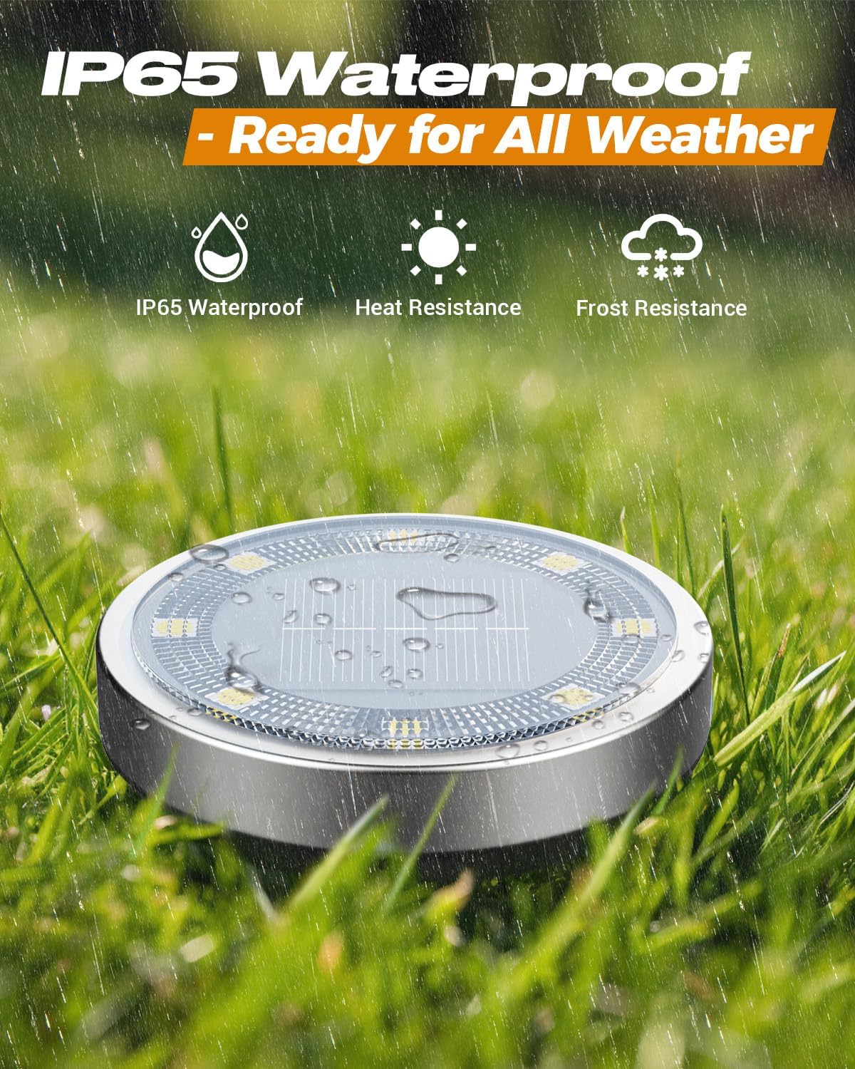 btfarm Solar Ground Lights, 10 Pack 8LED Solar Lights Outdoor Waterproof Garden, Pathway Lights Solar Powered in-Ground Lights, Disk Lights Landscape Lighting for Lawn Patio Yard Driveway, Warm White