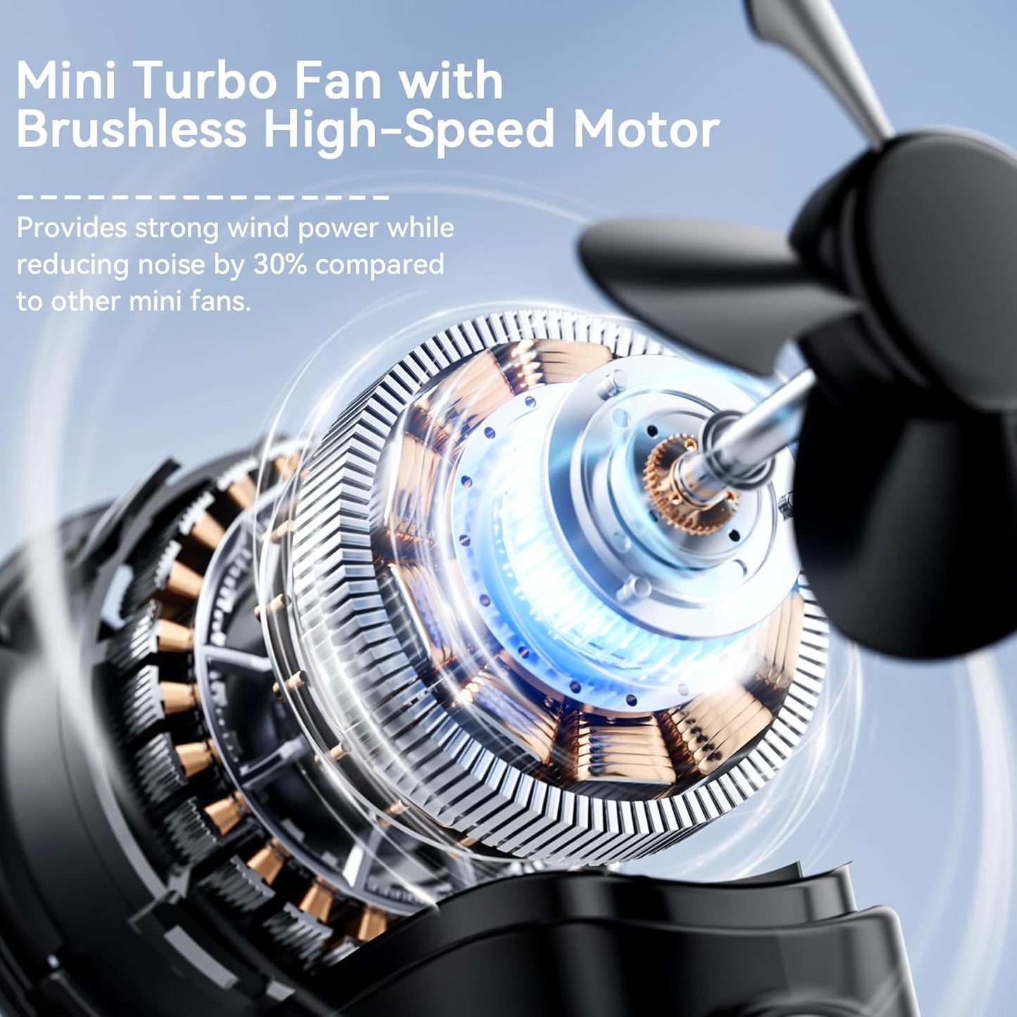 Portable Handheld Fan, 100 Speed Mini Quiet Turbo Fan, 3600mAh Small Pocket Fan, 12H Battery Operated Table Fan for Travel/Outdoor/Home/Office (Black)