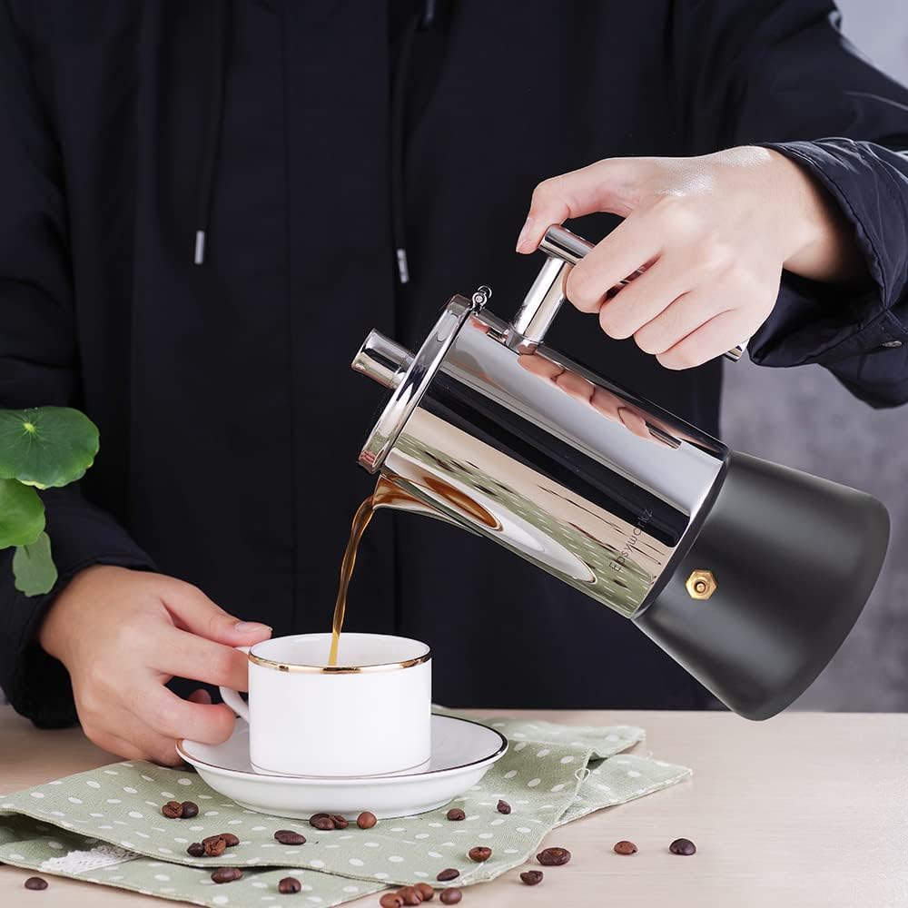 Easyworkz Diego Stovetop Espresso Maker 12Cup 520ml Stainless Steel Italian Coffee Machine Maker Induction Moka Pot