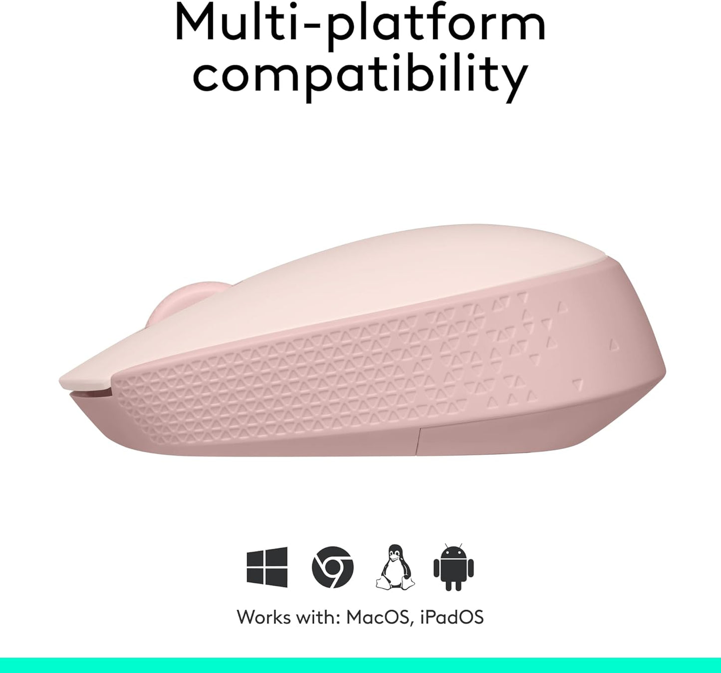Logitech M170 Wireless Mouse for PC, Mac, Laptop, 2.4 GHz with USB Mini Receiver, Optical Tracking, 12-Months Battery Life, Ambidextrous - Rose