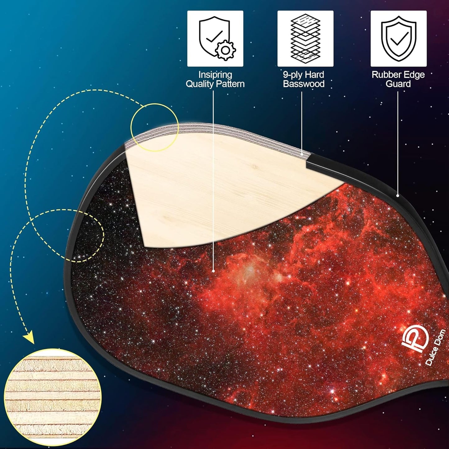 DULCE DOM Pickleball Paddles, USAPA Approved Fiberglass/Graphite Pickleball Set of 2/4 with Pickleball Paddles, 4 Pickleball Balls and Pickleball Bag, Pickleball Rackets Equipment for Beginners & Pros