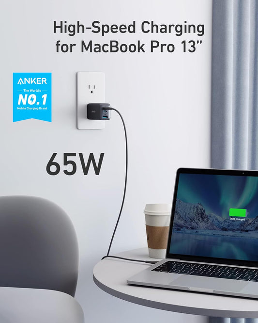 Anker USB C Charger Block(Nano II 65W), iPhone Charger 3-Port Fast Foldable, Wall Charger for iPhone 17/16/16 Pro, MacBook Pro/Air, iPad Pro, Galaxy S20, Dell XPS 13, Note 20/10+, Steam Deck, and More