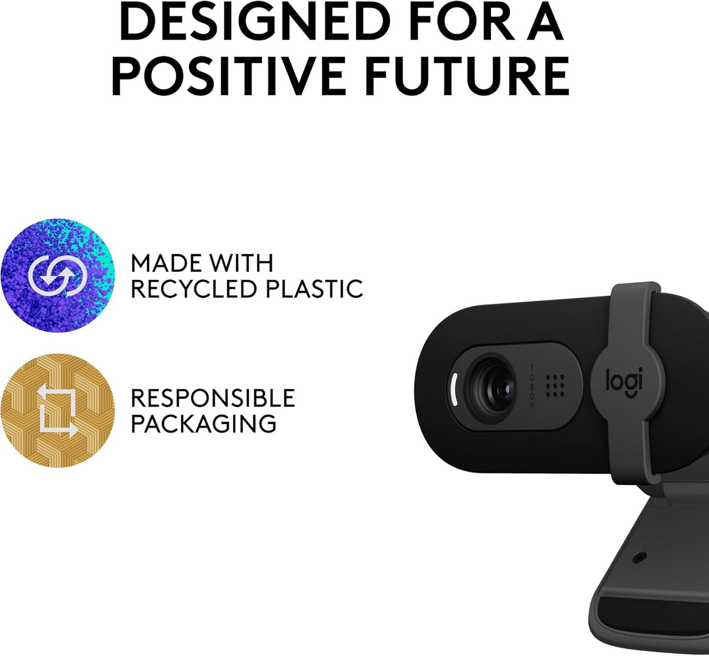 Logitech Brio 101 Full HD 1080p Webcam for Meetings and Streaming, Auto-Light Balance, Built-in Mic, Privacy Shutter, USB-A, for Microsoft Teams, Google Meet, Zoom and More - Black