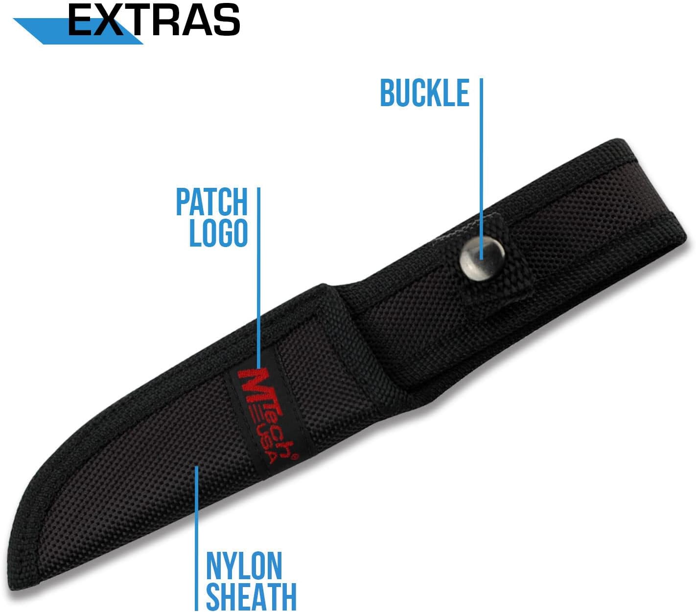 MTech USA MT-20-35 Series Fixed Blade Knife, Black Drop Point Blade, Plastic Handle, 8-Inch Overall