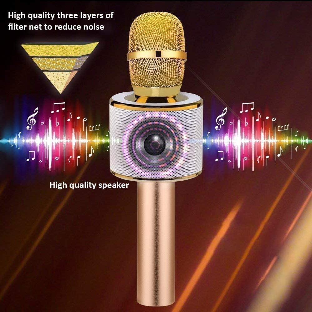 BONAOK Wireless Bluetooth Karaoke Microphone,3-in-1 Portable Instrument Wireless Microphone Mic Speaker Machine Home Party Birthday for All Smartphones(Black)