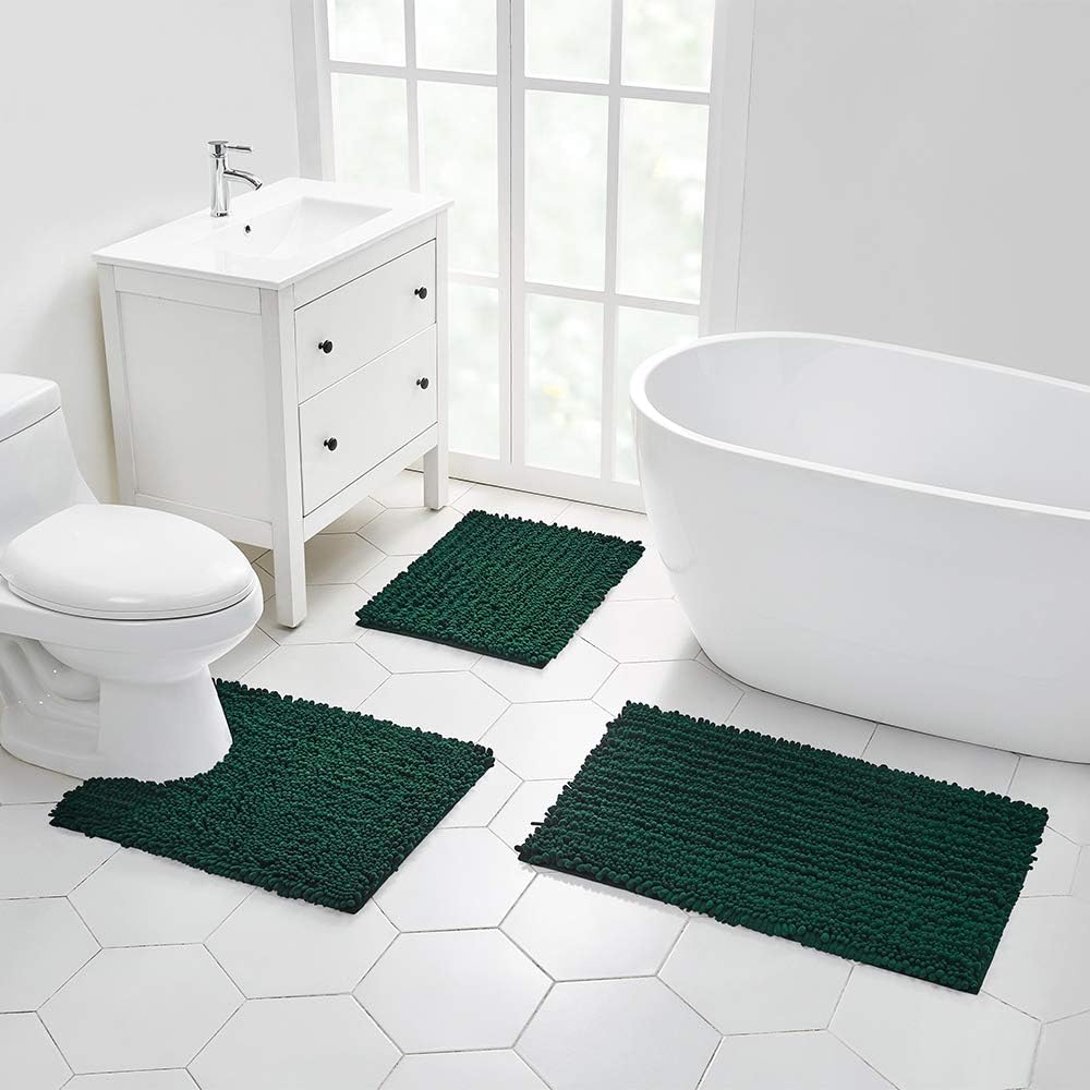 Walensee Bathroom Rug Non Slip Bath Mat (24x17 Inch Blush) Water Absorbent Super Soft Shaggy Chenille Machine Washable Dry Extra Thick Perfect Absorbant Best Small Plush Carpet for Shower Floor