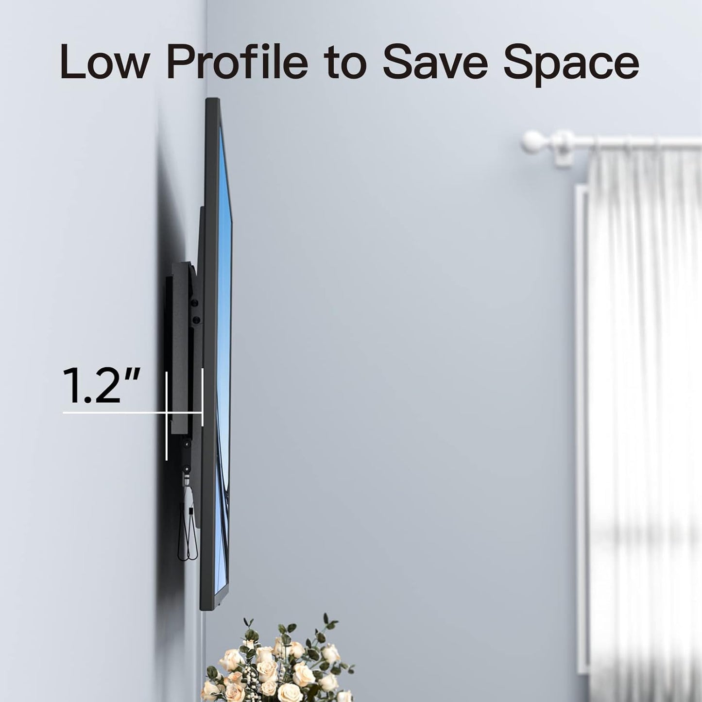 PERLESMITH Tilt TV Wall Mount for 37-82 Inch Flat Curved TVs up to 132lbs, Large Low Profile Tilting TV Mount max VESA 600x400mm, Ultra Slim Space Saving wall mount tv bracket Fits 16”- 24” Wood Studs