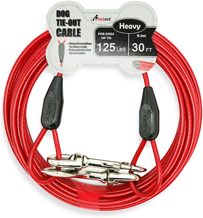 Petest 25ft Reflective Tie-Out Cable for Small Dogs Up to 35 Pounds