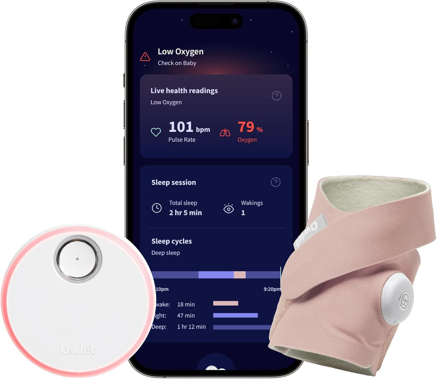 Owlet Dream Sock - Smart Baby Monitor View Heart Rate and Average Oxygen O2 as Sleep Quality Indicators. Wakings, Movement, and Sleep State. Digital Sleep Coach and Sleep Assist Prompts, Mint