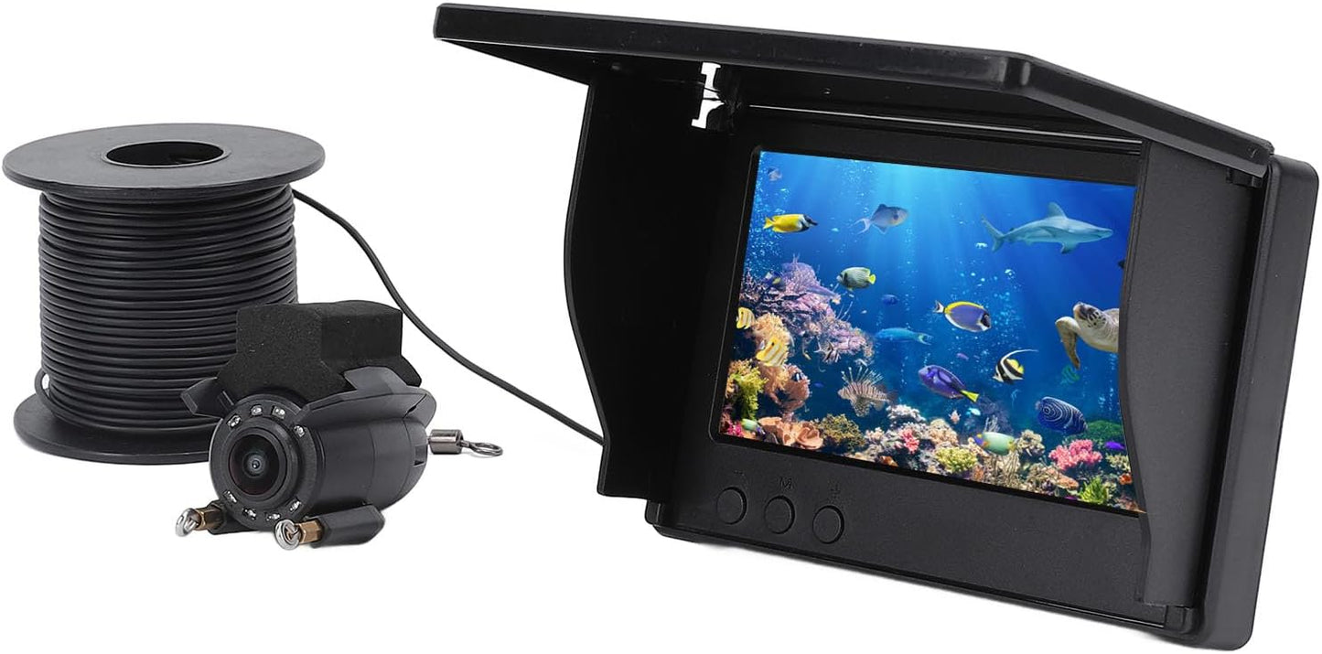 Tiiyee Underwater Fishing Camera, 15M Cable 1080P High Definition 4.3In Visible Large Screen Video New Model Camera Fish Finder Portable Monitor LCD Display for Ice Lake Boat Kayak