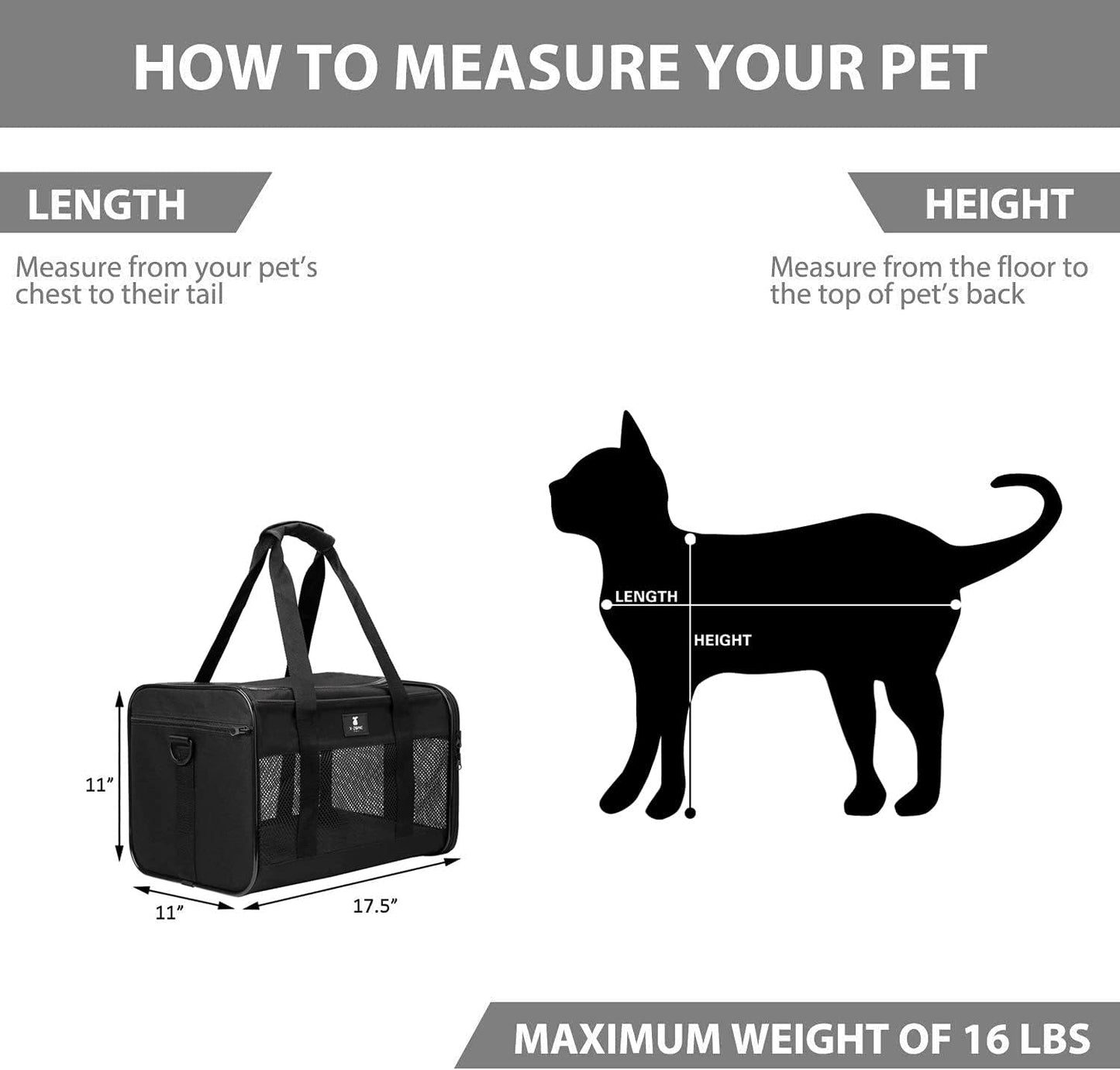 X-ZONE PET Cat Carrier Dog Carrier Pet Carrier for Small Medium Cats Dogs Puppies of 15 Lbs,Airline Approved Soft Sided Pet Travel Carrier,Dog Carriers for Small Dogs - Black Grey Purple Blue Brown