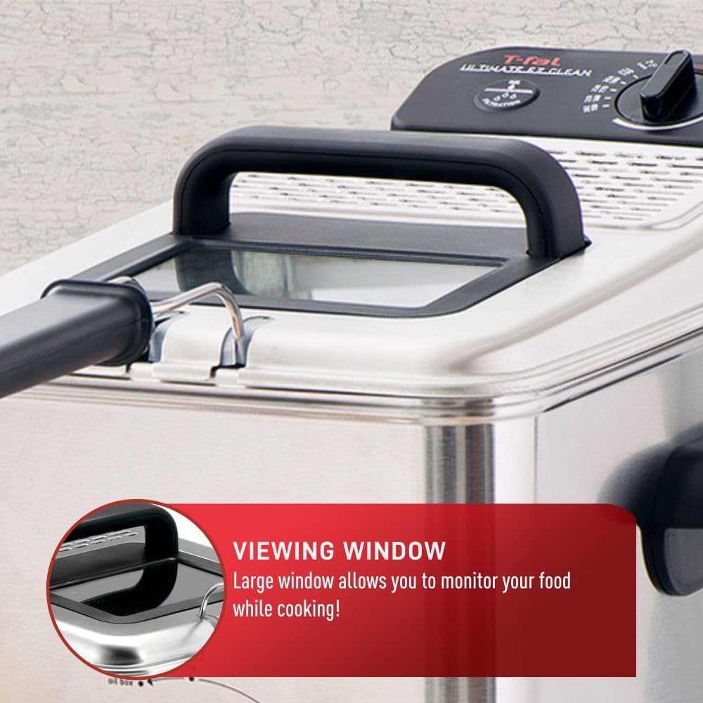 3.5L Stainless Steel Deep Fryer | Automatic Oil Filtration, Adjustable Temperature and 1700W Power