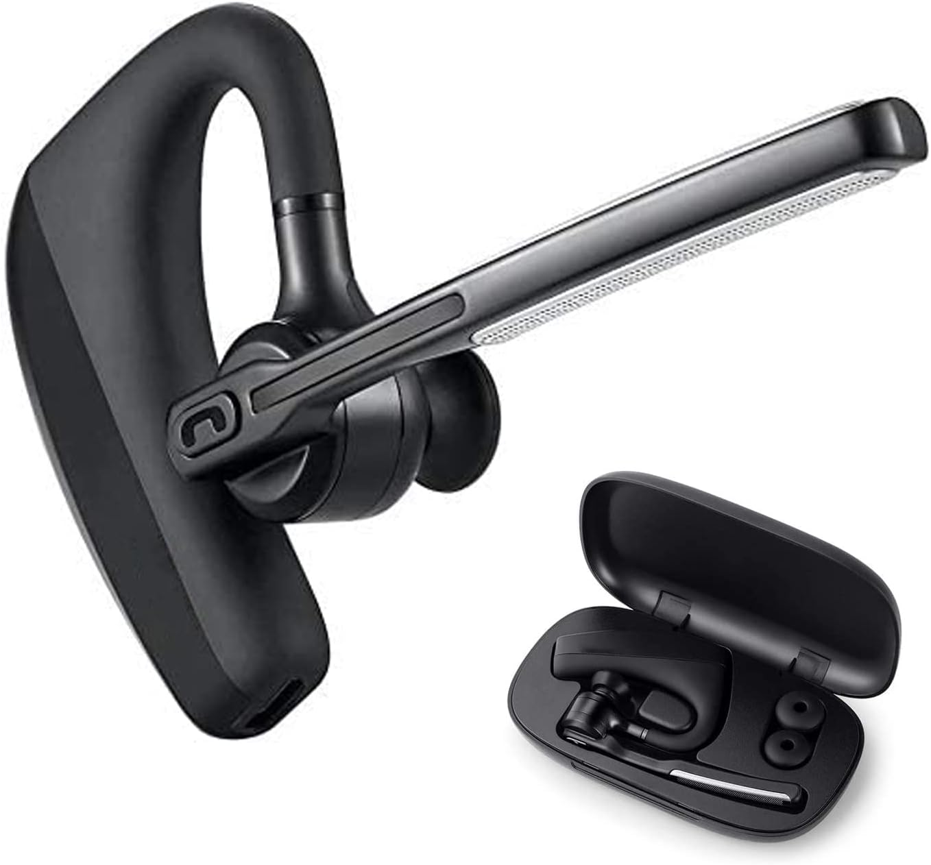 Bluetooth Headset Wireless Headphones, Bluetooth Ear Hanging Earpiece with Mic Mute Switch, Handsfree Earphone Business Trucker Driving Compatible for iPhone Cellphone