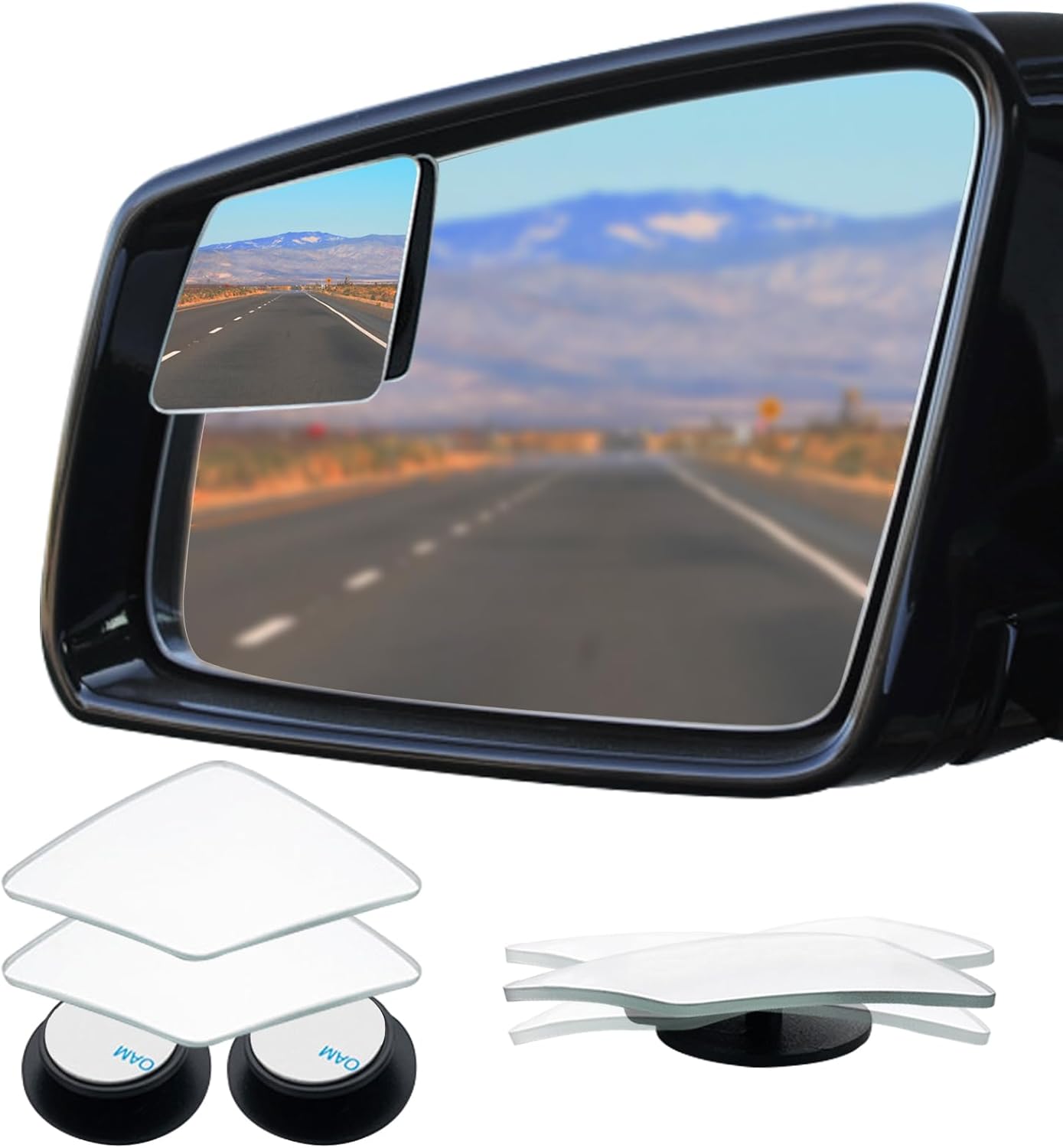 Ampper Blind Spot Mirror, 2" Round HD Glass Frameless Convex Rear View Mirror, Pack of 2 - PuriLite