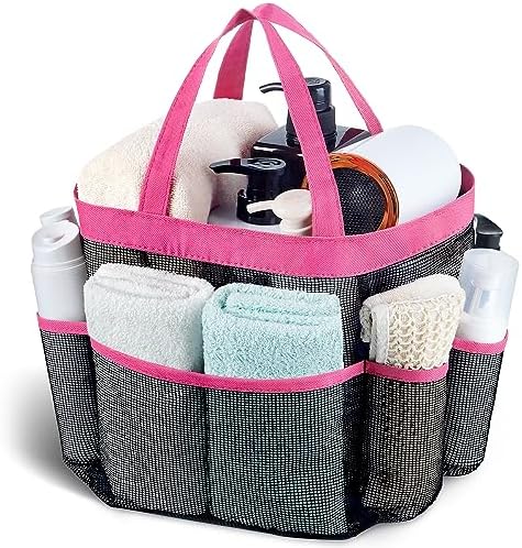 Attmu Mesh Shower Caddy Portable for College Dorm Room Essentials with 8 Pockets, Hanging Shower Caddy Basket Tote Bag Toiletry Accessories for Bathroom