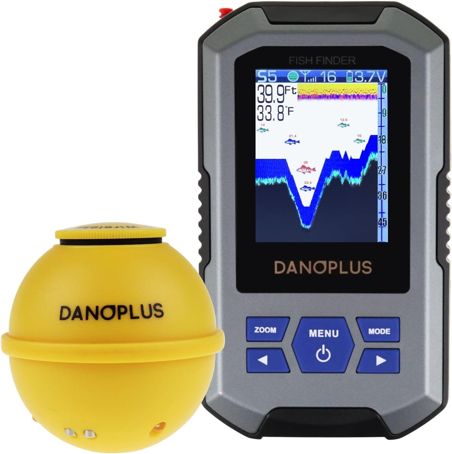 Wireless Fish Finder Portable Fishfinder Sonar Sensor 147feet Depth Detection Rechargeable Depth Finders Kayak Fishing Accessories for Sea Fishing, Ice Fishing, Boat Fishing