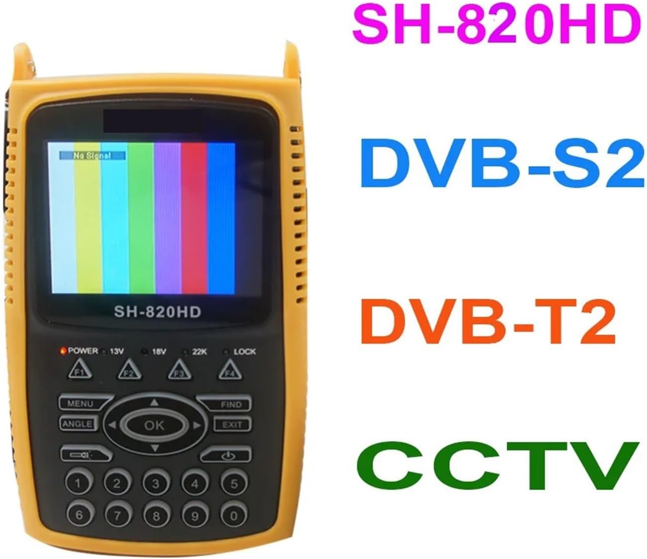 SH-820HD 3.5inch Combo Satfinder Satellite Finder Meter H.265 HEVC DVB-S/S2/T/T2/C/CCTV HD Digital Signal Finder Meter(S2)