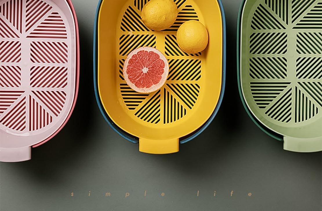 Kitchen Washbas Food Strainer Drain Basket Rotating Drainer Double-Layer Basin Vegetable Fruit Washing Strainer