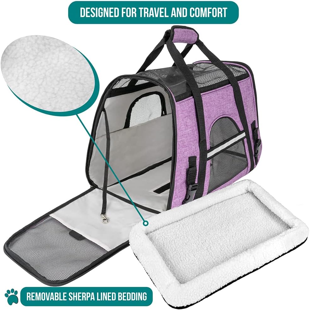 Premium Airline Approved Soft-Sided Pet Travel Carrier by PetAmi | Ventilated, Comfortable Design with Safety Features | Perfect For Plane or Car | Ideal for Small to Medium Sized Cats, Dogs, and Pets