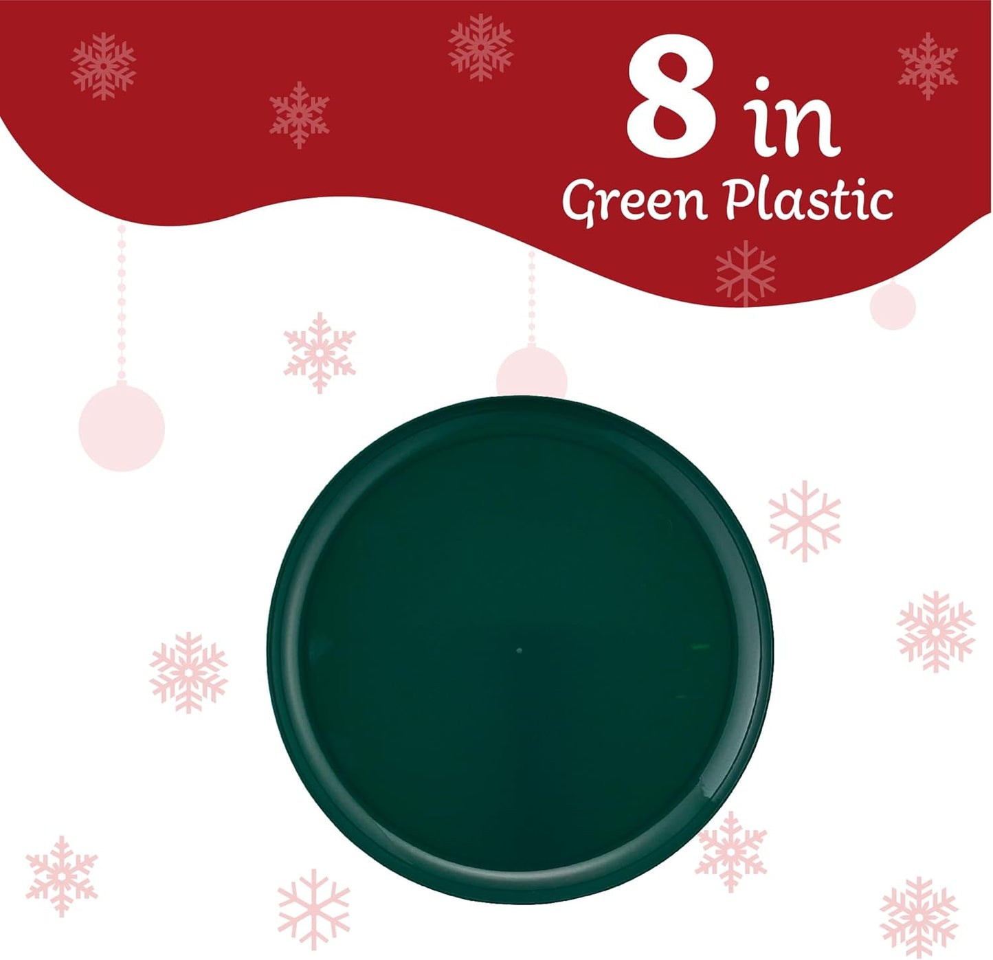 PLASTICPRO [30 Pack 10.7'' Christmass Green Plastic Party Plates Edge Collection Premium heavyweight Elegant Disposable Tableware Dishes