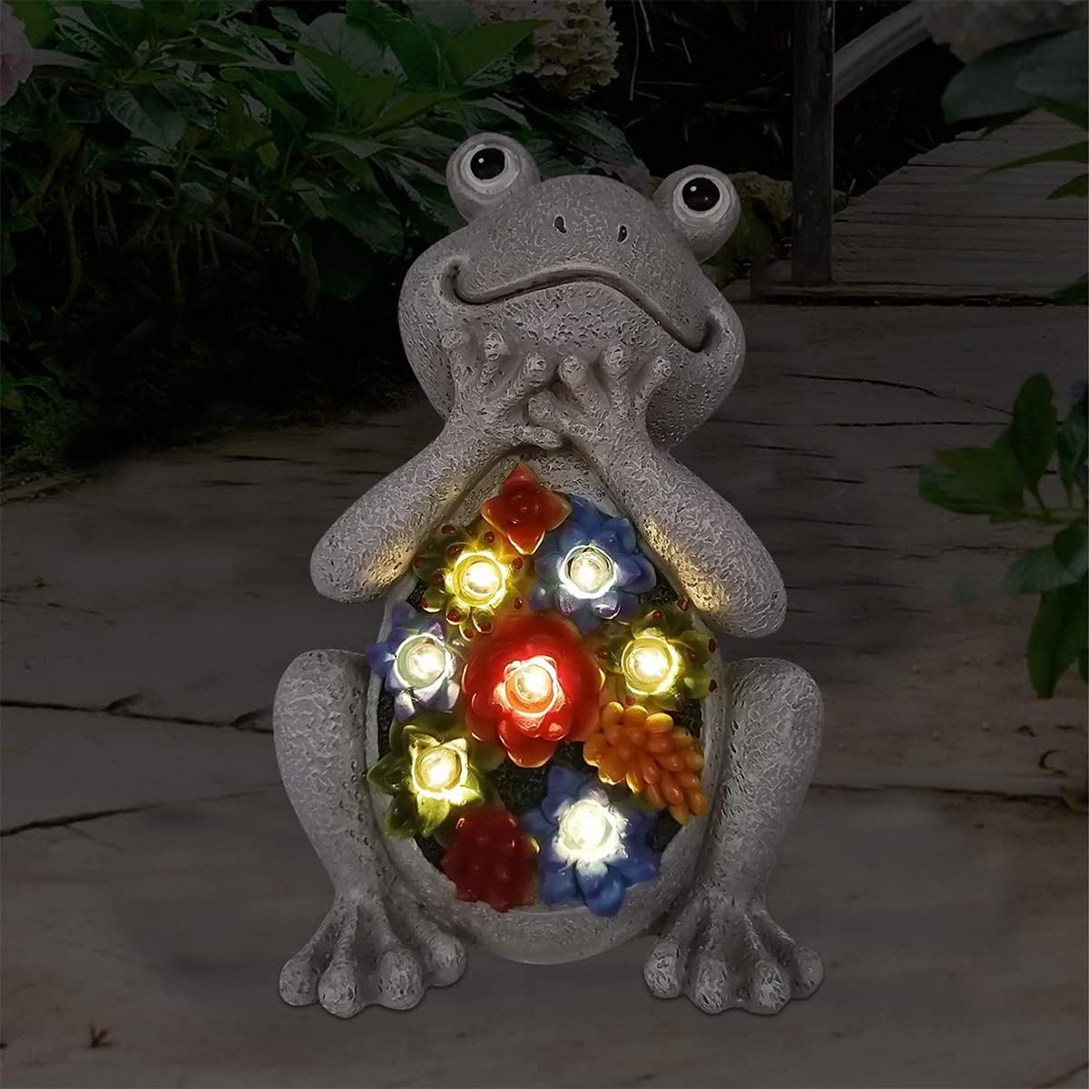 Nacome Solar Frog Riding Turtle for Garden Decor - Outdoor Statues for Patio,Yard,Balcony Ornament,Turtle Gifts for Women/Mom/Grandma,Mom's Best Gift