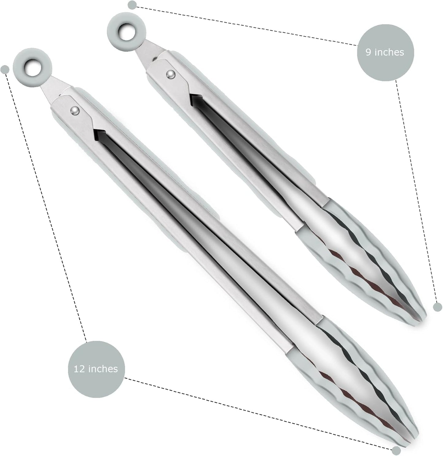 Purilite Select Silicone & Stainless Steel Kitchen Tongs