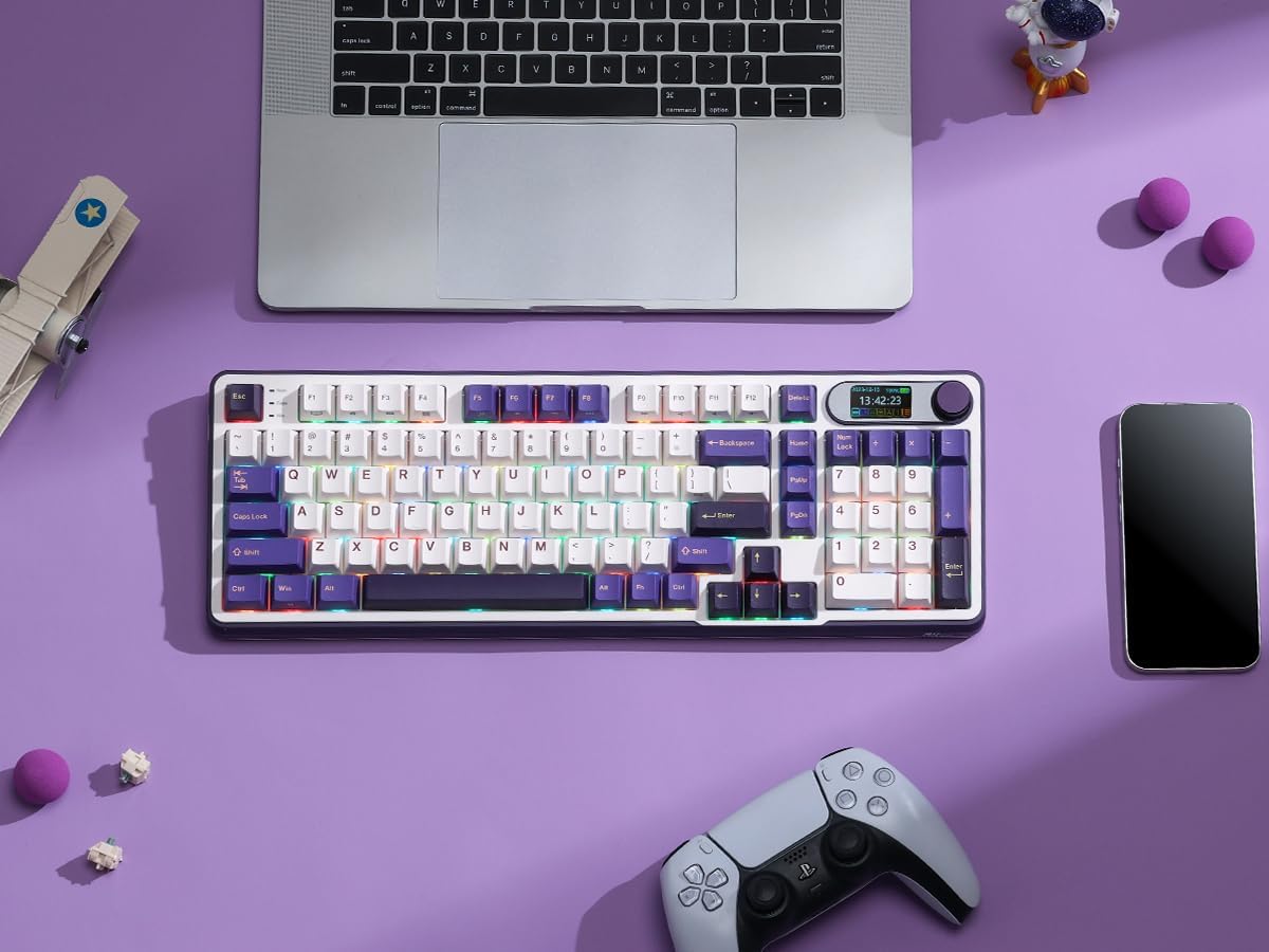 RK ROYAL KLUDGE S98 Mechanical Keyboard w/Smart Display & Knob, Top Mount 96% Wireless Mechanical Keyboard BT/2.4G/USB-C, Hot Swappable, Software Support, Massive Battery, 98 Keys