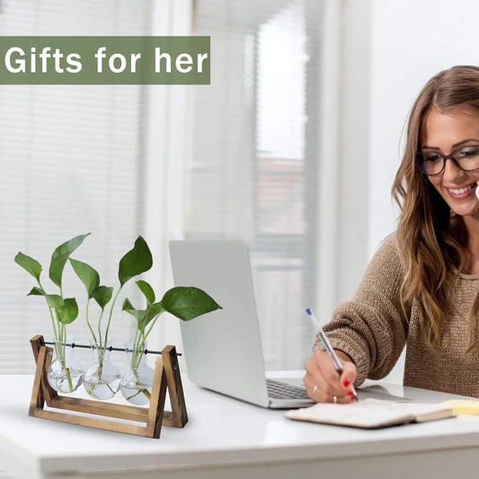 Plant Stand Indoor Gifts for Women Birthday Gifts for Women Her from Daughter Mom Sister Best Friend Wife Anniversary Teacher Auntie Female Presents Gift Flower Vases for Decor - PuriLite