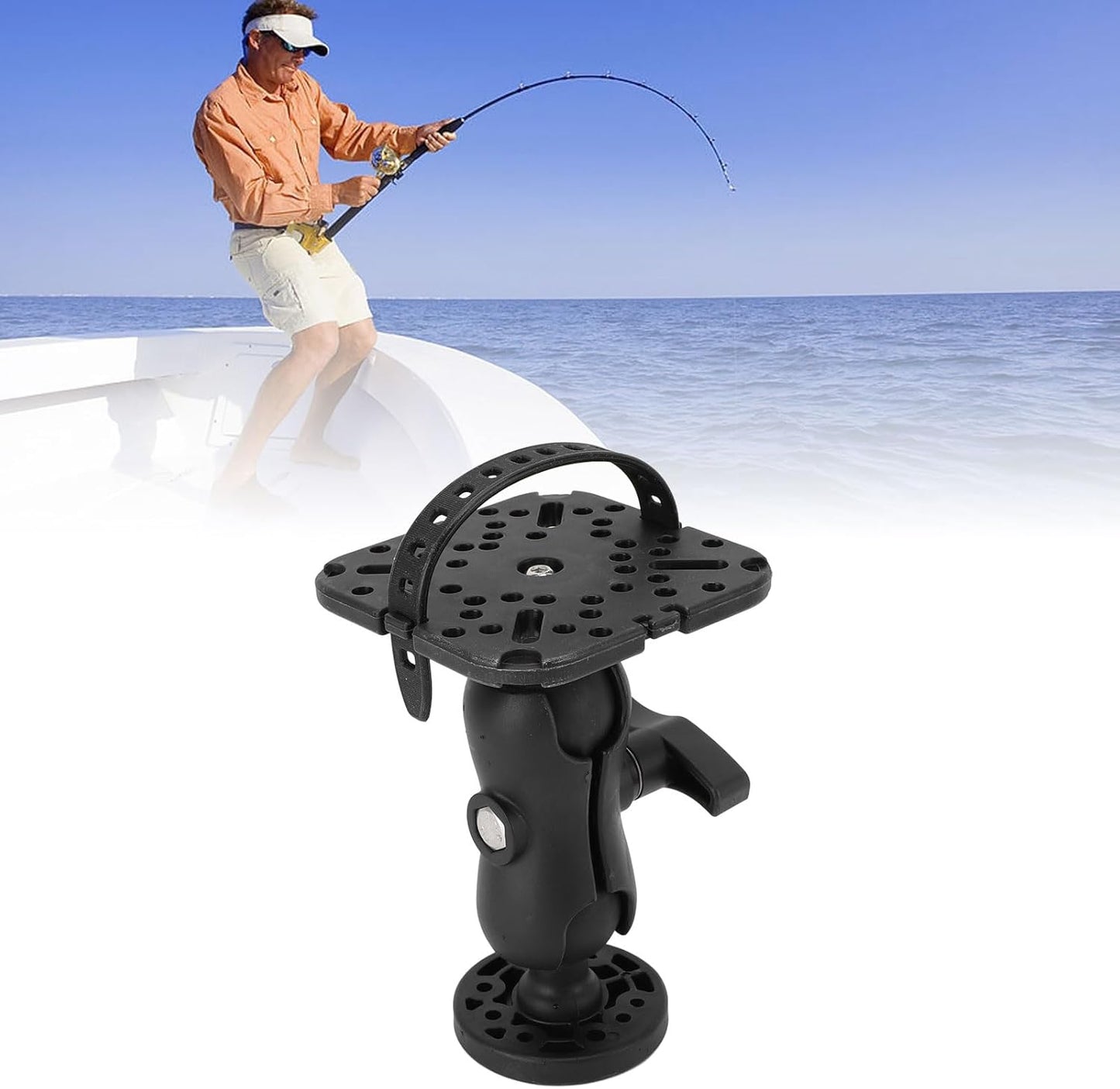 FAUOSWUK Fish Finder Mount Base, Boat Fish Finder Electronics Mount, Nylon Silicone Stable Clamping for Marine Boat Kayak Pontoon Canoe