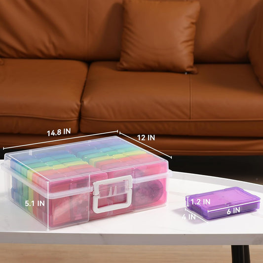 novelinks Photo Storage Boxes with Handle, Photo Organizers and Storage | 1Pack Color, Photo Albums 4x6 Pictures, Photo Cases, Classroom Organization, Index Card Box, Photo Card Holder, Seed Storage