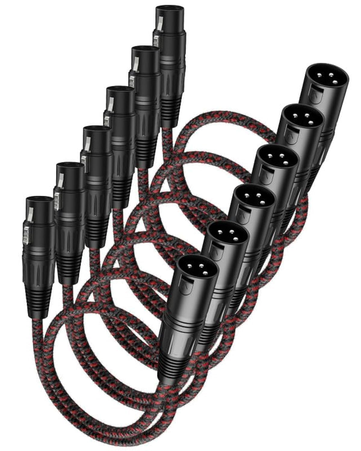 VANDESAIL XLR Cables 25ft 2 Pack, Durable Nylon Braided XLR Microphone Cable, Mic Cable, Shielded and Fully Balanced OFC Male to Female Cord for Recording Mixer Amplifie Speaker Black White