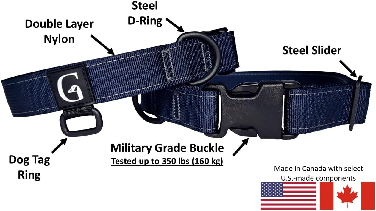 GOOSEMAN’S Gear - Dog Collar Medium and Large Breed - Made in Canada - Military Grade Buckle (Collier Pour Chien) (Ranger Green, X-Large)
