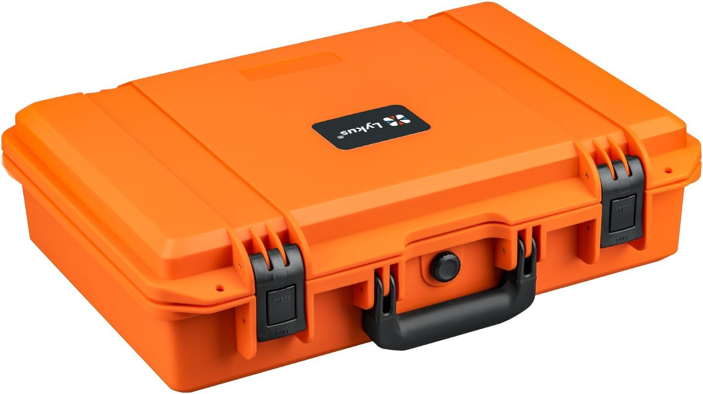 Lykus HC-4410 Waterproof Hard Case with Customizable Foam Insert, Interior Size 17.32x11.42x4.72 in, Suitable for up to 16" Laptop,Starlink Mini,Keyboard,Drill,Audio Mixer,mic,Flashlight,and More