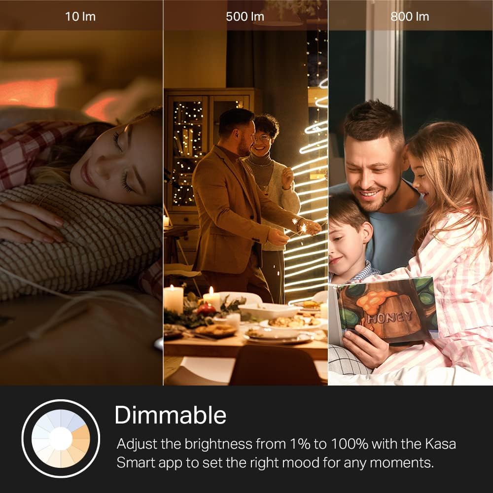 Kasa Smart Light Bulbs, Full Colour Changing Dimmable Smart WiFi Bulbs Compatible with Alexa and Google Home, A19, 9W 800 Lumens,2.4Ghz only, No Hub Required, 2-Pack (KL125P2), Multicolour