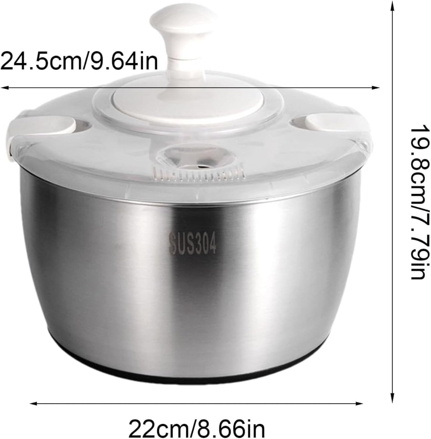 Stainless Steel Salad Spinner - Multi-Use Vegetable Washer, Fruit and Vegetables Salad Washer,Manual Vegetable Dryer for Home Kitchen