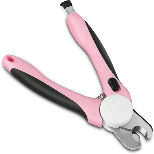 Flexzion Dog Nail Clippers Cat Nail Trimmer, Toe Claw Scissor Grooming Tool with Stainless Steel Blades, File Easy Grip Handle Safety Guard Avoid Overcutting for Small Medium Large Breed Puppy, Pink - PuriLite