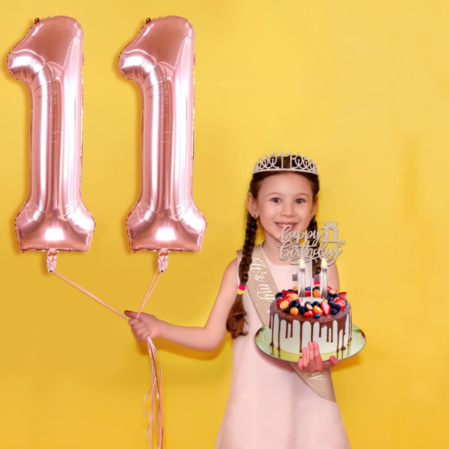 65th Birthday Decorations for Women, Including 65th Birthday Sash and Crown, Cake Topper and Candles, Number Balloons Rose Gold, 65 Year Old Gifts for Women