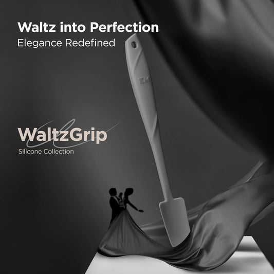 Kitchen Mama WaltzGrip Platinum Silicone Jar and Can Spatula Set: Heat-Resistant, Dishwasher Safe, Ergonomic Grip, Perfect for Mixing and Scraping, Nonstick Cookware (Metal Gray) - PuriLite