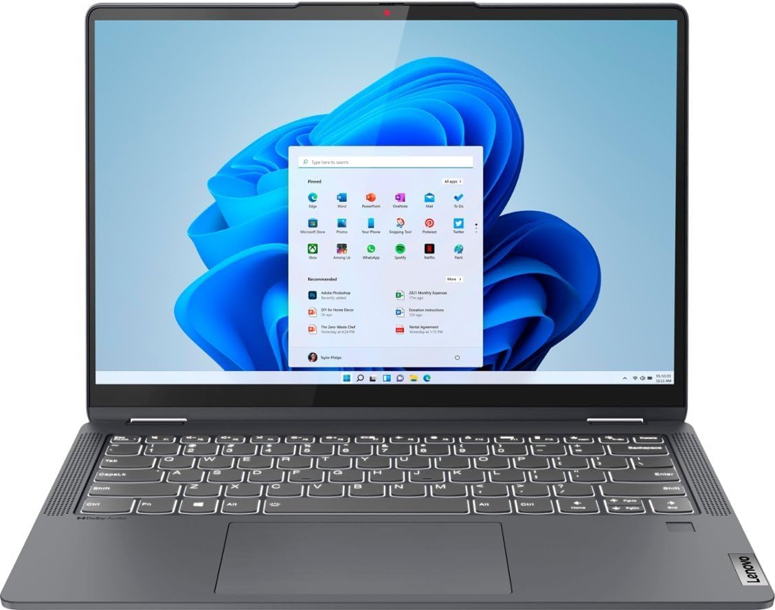 Lenovo Ideapad Flex 5 14'' 2-in-1 Touchscreen FHD Laptop - Intel Core i3-1115G4, 4GB RAM, 128GB SSD, Windows 11 S Mode- Graphite Grey (82HS00R9US), Gray