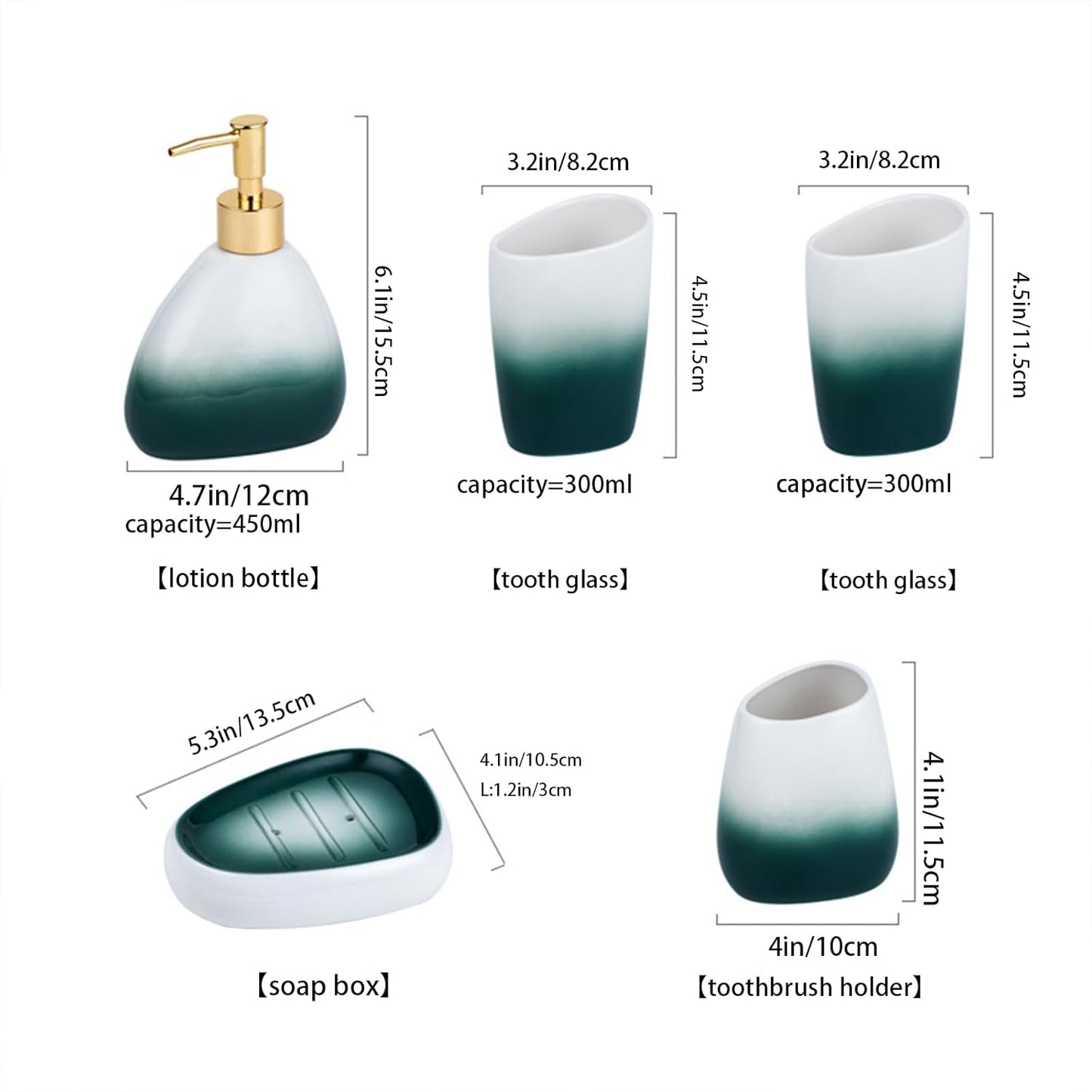 White Bathroom Accessories Set,Modern Countertop Bathroom Decor,Luxury 6 Piece Bathroom Accessory Set,Complete with Soap Dispenser,Toothbrush Holder,Tumbler,Tray