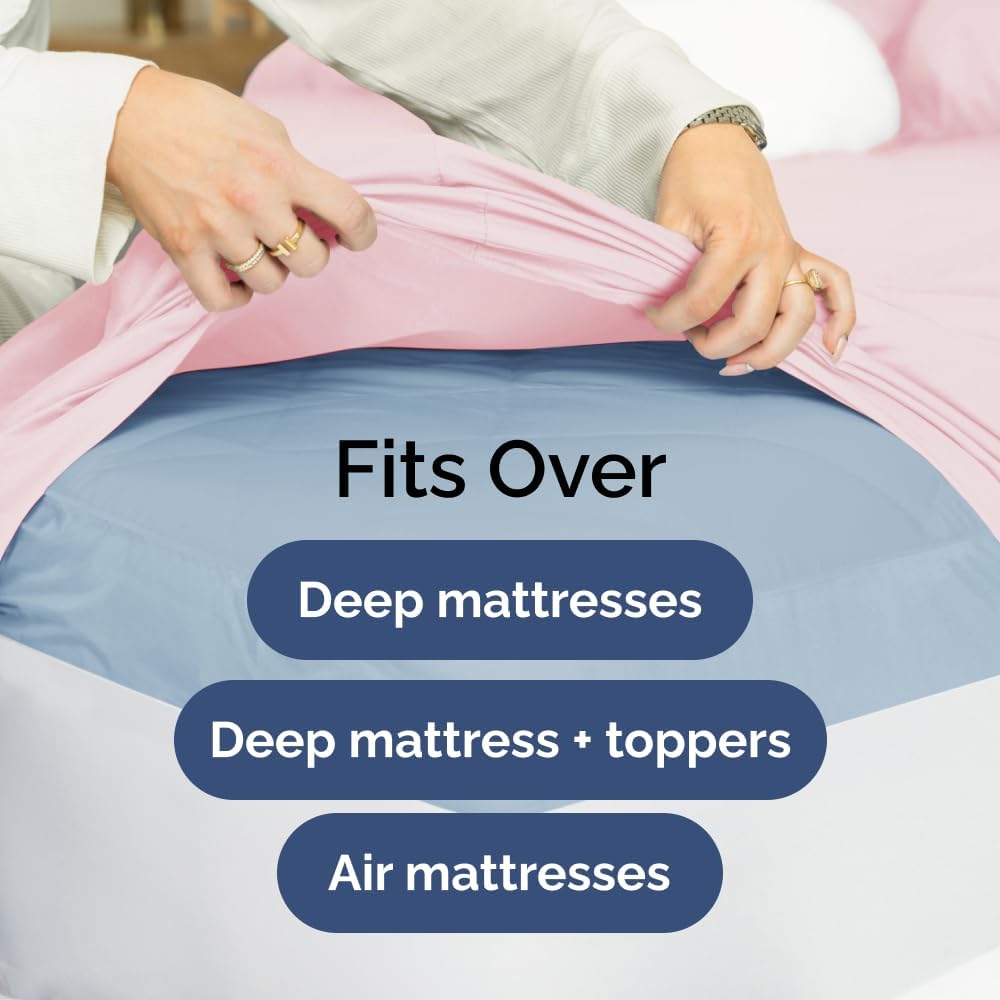 Extra Deep Queen Sheet Set - 6 Piece Breathable & Cooling Sheets - Hotel Luxury Bed Sheets Set - Easy & Secure Fit - Soft, Wrinkle Free & Comfy Sheets Set - White Sheet Set w/Extra Deep Pockets