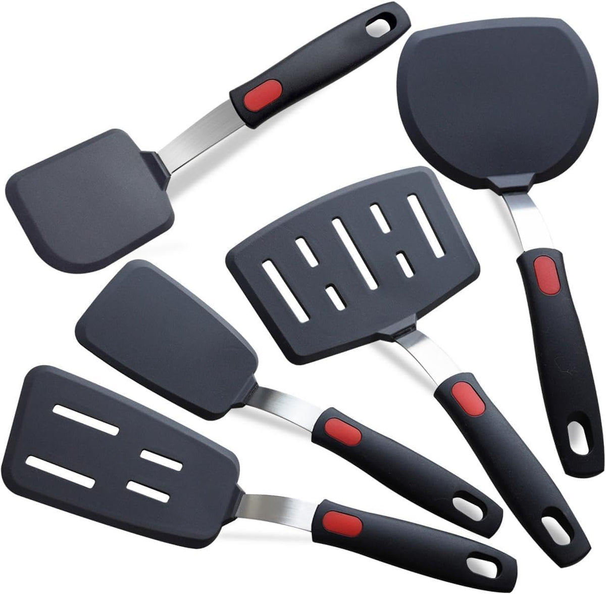 KAKAMINA 5-Pack Silicone Spatula Turner Set, Nonstick Safe